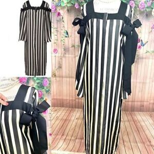 Authentic KAELEN Black Dtripe grosgrain dress Sz S